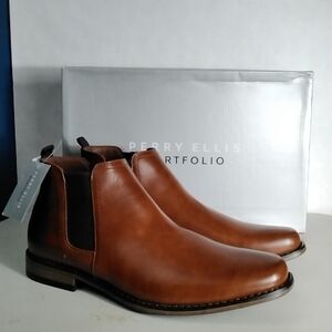 Perry Ellis Men's Tan Leather Boots